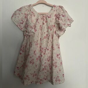 Zara Cream Eyelet Top with Pink Accents